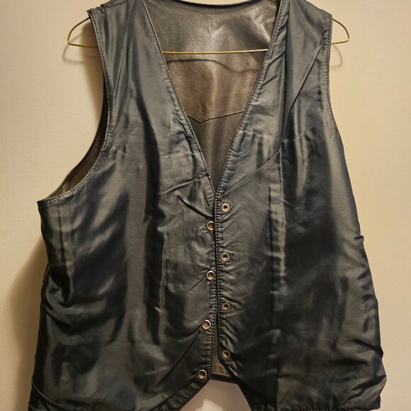 Men’s Mario Delfino Black Leather Vest Size 40 - GUC - Picture 4 of 7